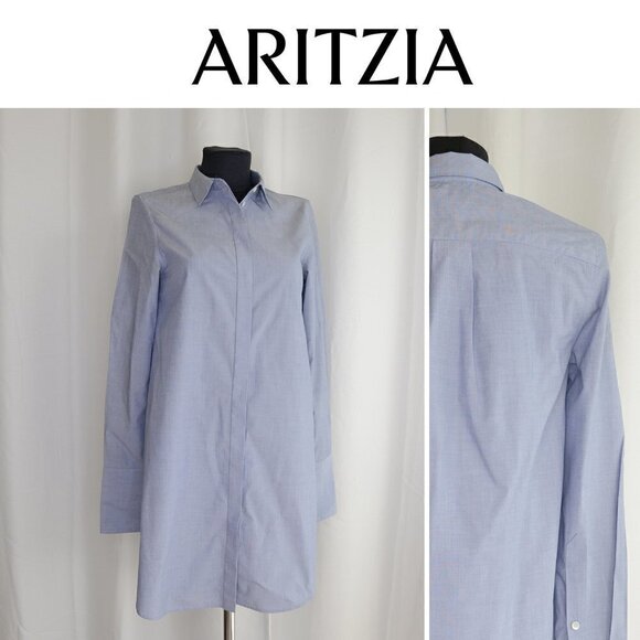Aritzia Babaton Chambray Button Up Tunic/Shirt Dress Sz XS - Picture 1 of 11